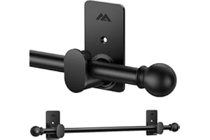 ZNONOX Curtain Rods No Drilling for Windows 30 to 45 Inches,5/8 Inch Diameter No Drill Curtain Rod Set with 3M Adhesive Brackets, Black