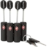 4 Pack TSA Approved Luggage Locks with Keys for Travel – Flexible Ultra Secure Mini Key Padlock & Metal Zinc Alloy Material – Black