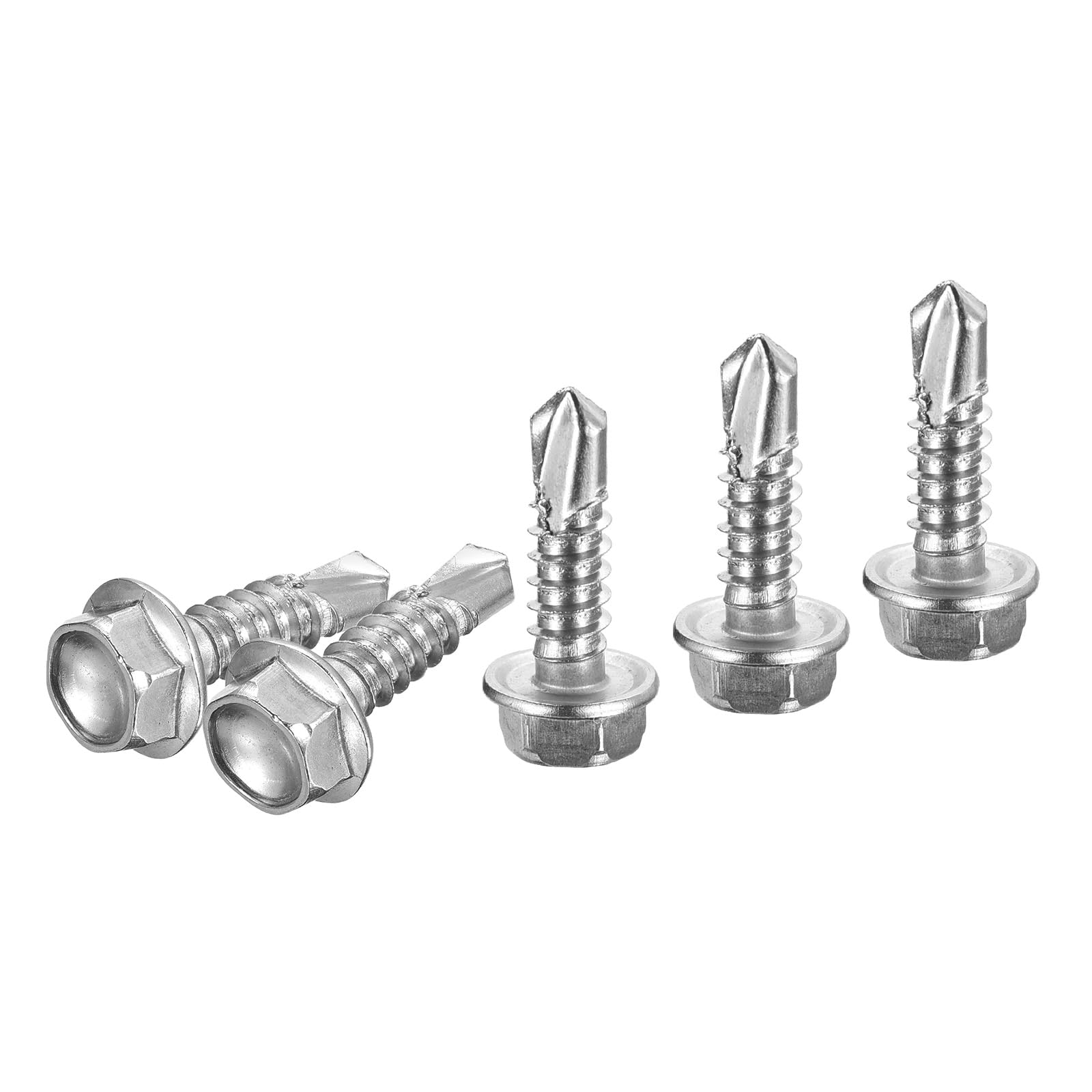 DTGN #14x1" Hex Washer Head Self Drilling Screws - 30Pack - Good for Machine - 410 Stainless Steel - Self Tapping Sheet Metal Screws — image 1