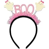 Kaefsros Halloween Ghosts Headbands Glitter Pink Boo Headband Halloween Headbands for Women Halloweens Costume Cosplay Accessories 1PCS