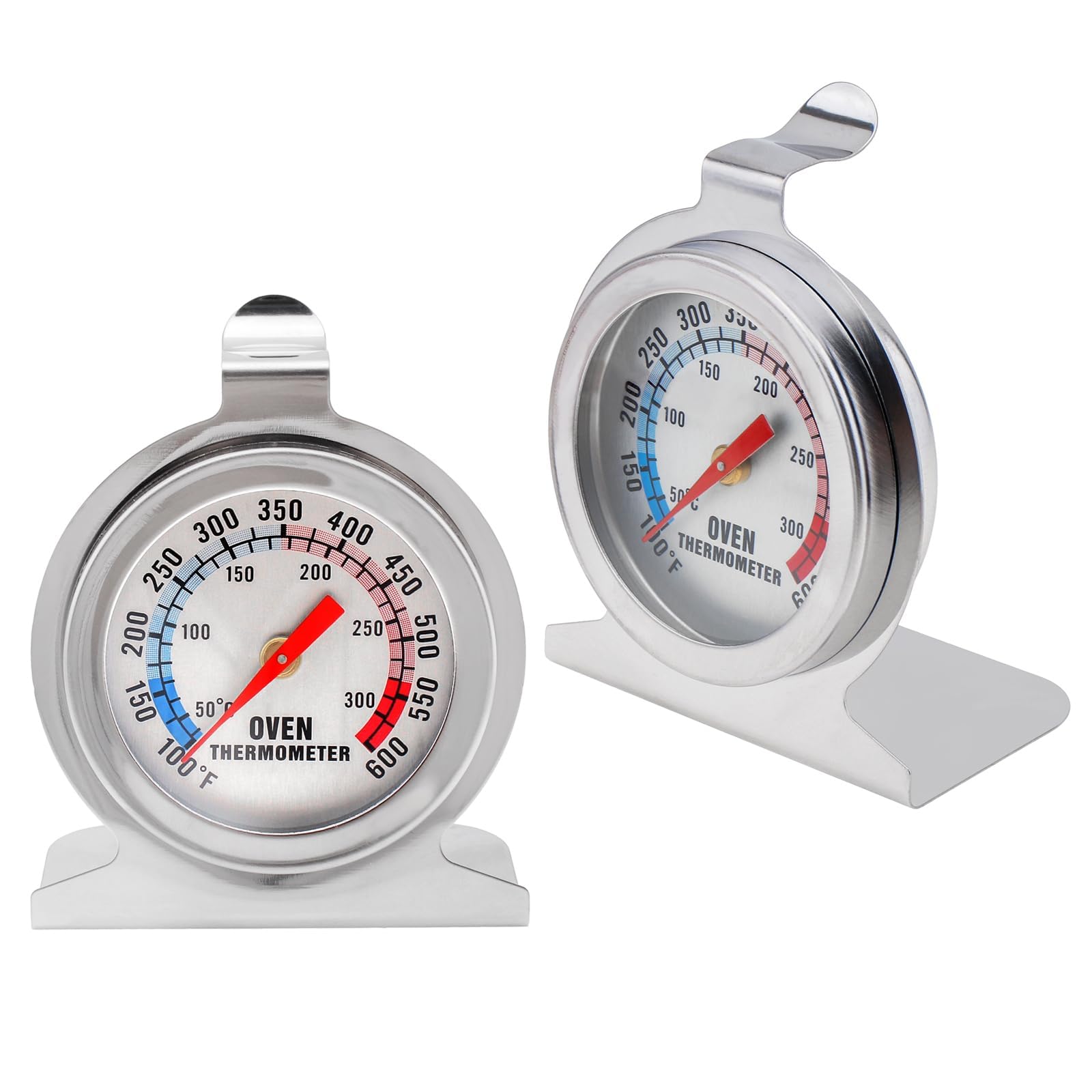 Smgda 2PCS Analog Oven Thermometer, Stainless Steel Temperature Gauge 50-300°C/100-600°F - Instant Read Tool for Baking, Grilling & Deep Frying, with Pizza Baking Accessories (2)