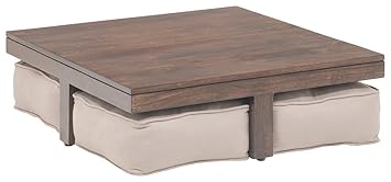 The Jaipur Living Low Coffee Table with Seats (Honey Brown Finish, Brown)