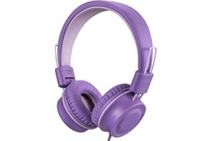 iRAG J01 Kids Headphones Foldable Stereo Tangle-Free 5ft Long Cord 3.5mm Jack Plug in Wired On-Ear Headset for Children/Teens/Boys/Girls/iPad/School/Kindle/Travel/Plane/Tablet (Lavender)