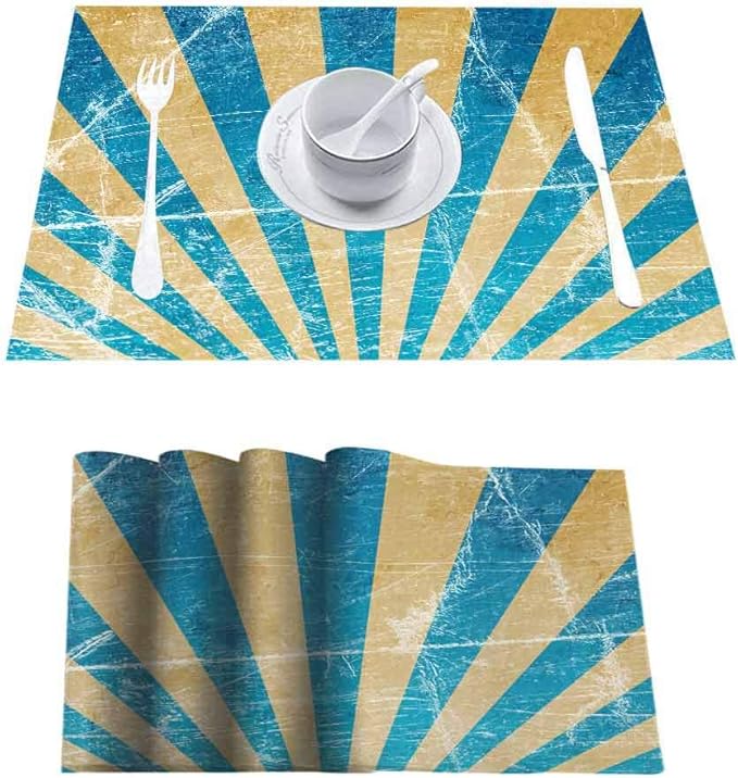 Durable Kitchen Table Mats Placemat, Scratched Background with Stripes
