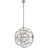 Elegant Lighting Geneva Collection 5-Light Pendant Lamp with Royal Cut Crystals, Polished Nickel Finish