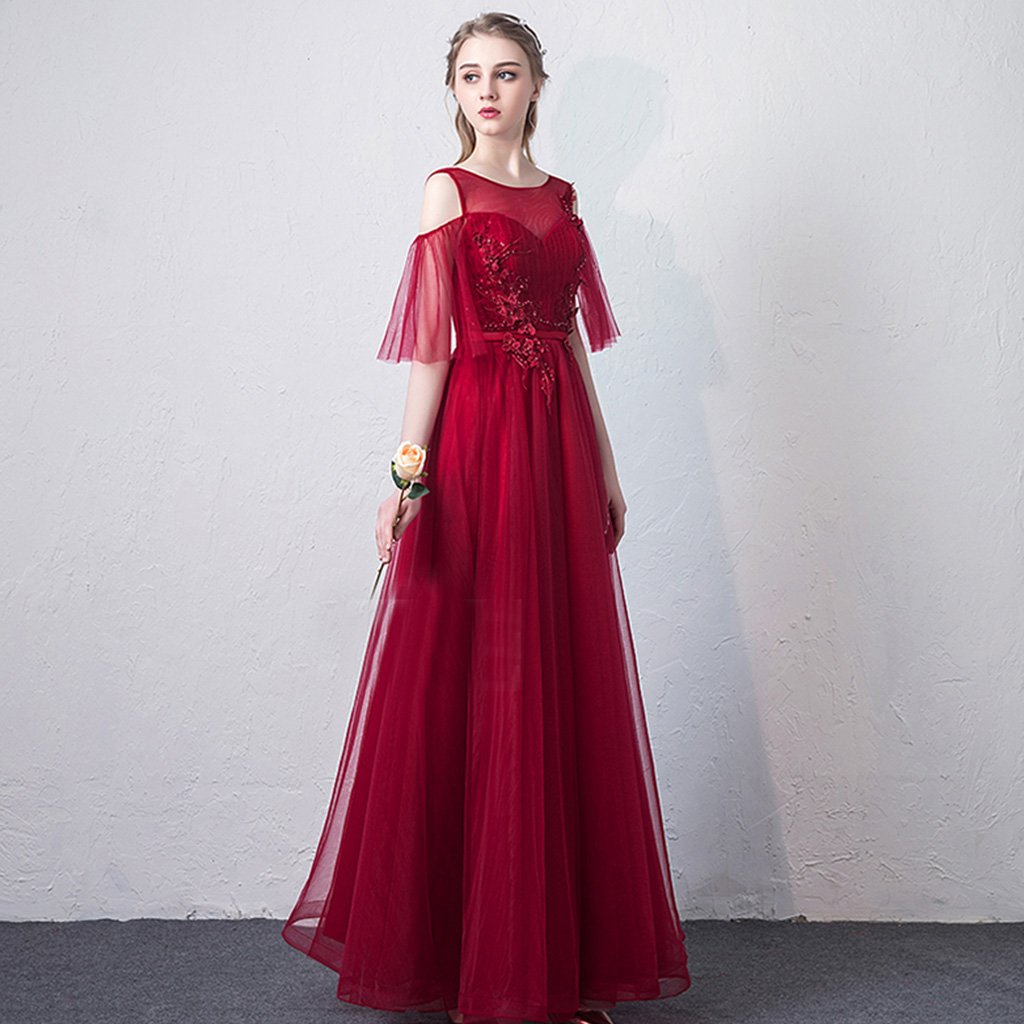 macy's burgundy formal dress