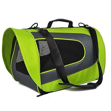 THE DDS STORE Airline Approved Waterproof and Foldable Soft Sided Pet Carrier, Travel Bag for Cats, Small Dogs, and Puppies for Plane and Car (Green, 46 x 29 x 25.4 cm)