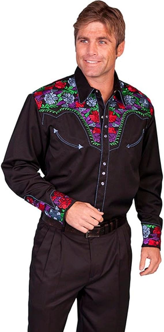scully floral embroidered western shirt