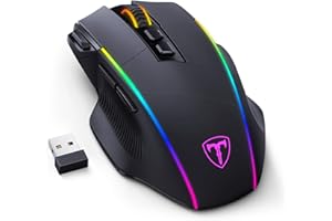 RisoPhy Wireless Gaming Mouse,Tri-Mode 2.4G/USB-C/Bluetooth Mouse Up to 10000DPI,Chroma RGB Backlit,Ergonomic Mouse with 8 Programmable Buttons,Rechargeable Computer Mouse for Laptop,PC,Mac