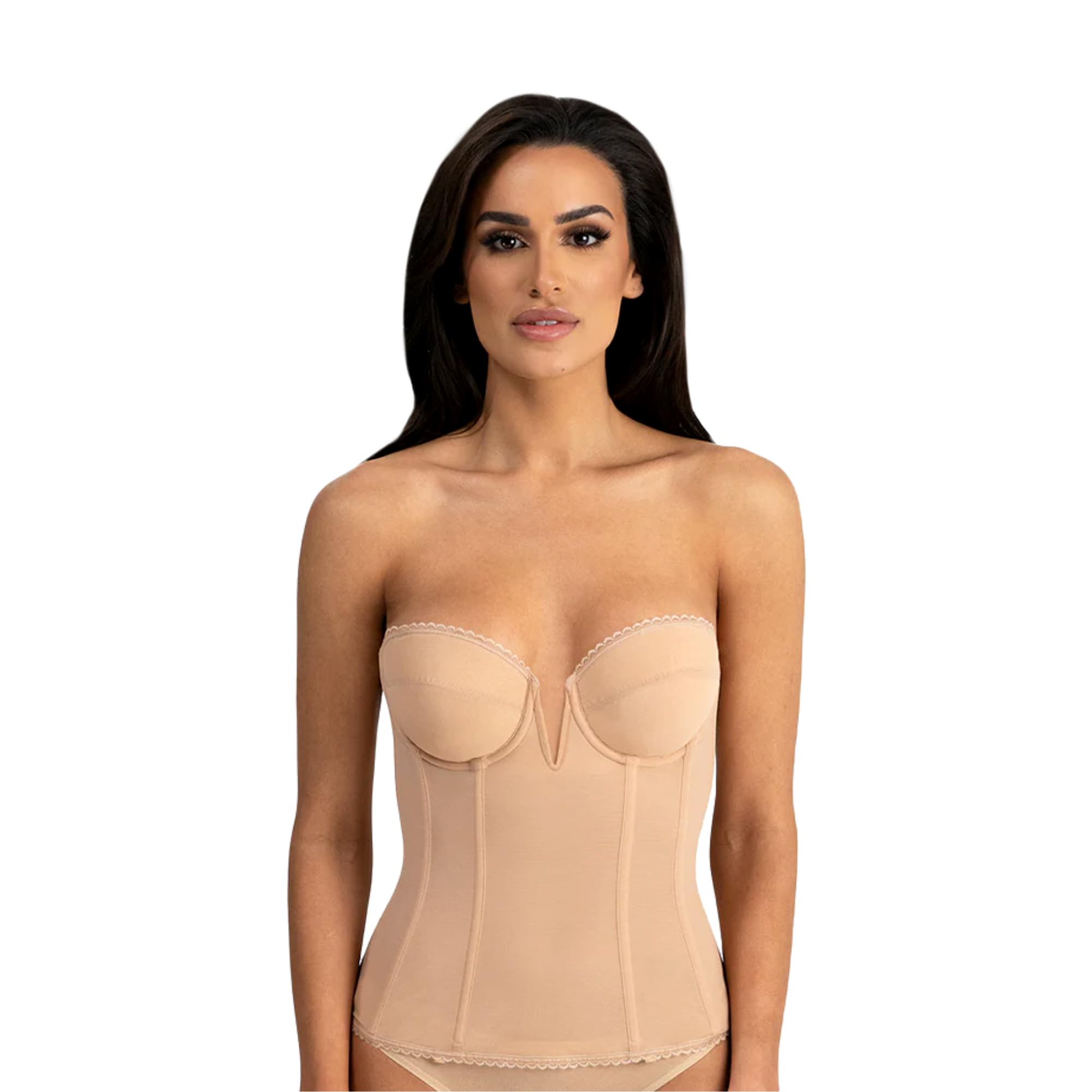 Photo 1 of Dominique Women’s Vivienne Strapless Longline Bra - V-Wire Bridal Corset Top, Detachable Garters - Lingerie For women 38G