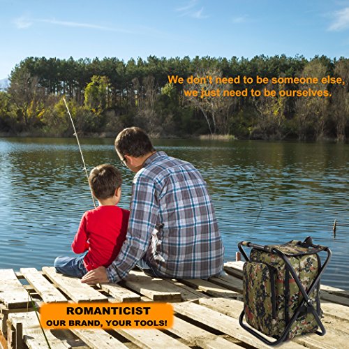 ROMANTICIST Heavy Duty Picnic Backpack Stool with Cooler & Tableware - All-in-1 Folding Backpack Chair with Insulated Bag for 2 Person - Ideal Camping Gift for Beach Fishing Sporting Hiking Outdoor