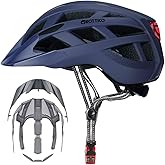 Adult-Men-Women Bike Helmet with Light - Mountain Road Bicycle Helmet with Replacement Pads & Detachable Visor