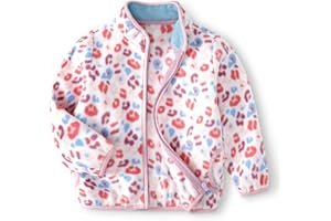 YUHANWOO Kids Printed Polar Fleece Jacket Toddler Baby Boys Girls Autumn Winter Warm Sherpa Lining Outerwear Soft Lightweight