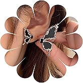 Erimberate Bohemian Onyx Butterfly Earrings Black Crystal Butterfly Earrings Enamel Butterfly Stud Earrings Asymmetrical Butterfly Black Earrings Jewelry for Women Gifts