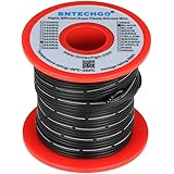 BNTECHGO 26 Gauge Silicone Ribbon Cable Flexible 4P Black 50 ft Flat Cable 26 AWG Strand Wire