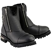 Milwaukee Leather MBM102 Men's Black Smooth Double Sided Zipper Entry Motorcycle Leather Boots - 7