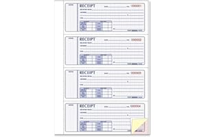 OXFORD Rediform® Money Receipt Book, Hardcover, Three-Part Sets, White/Yellow/Pink, 200 Carbonless Numbered Triplicate Forms, 2.75" x 7" (8L818)