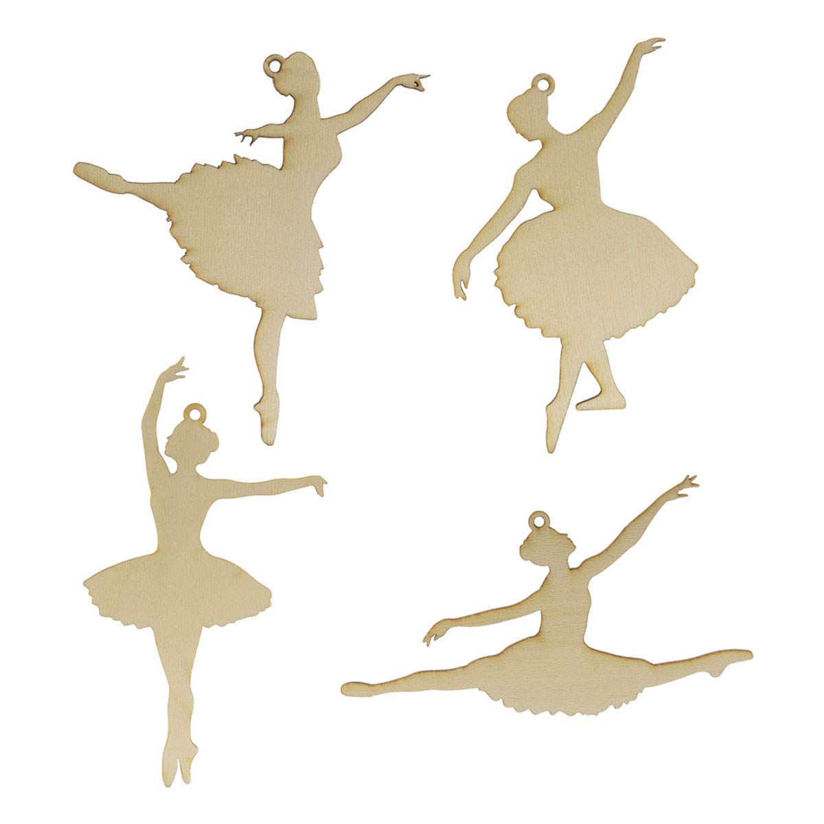 Summer-Ray 20pcs Wooden Silhouette Ballerina in 4 Poses Wooden Craft Piece 4"