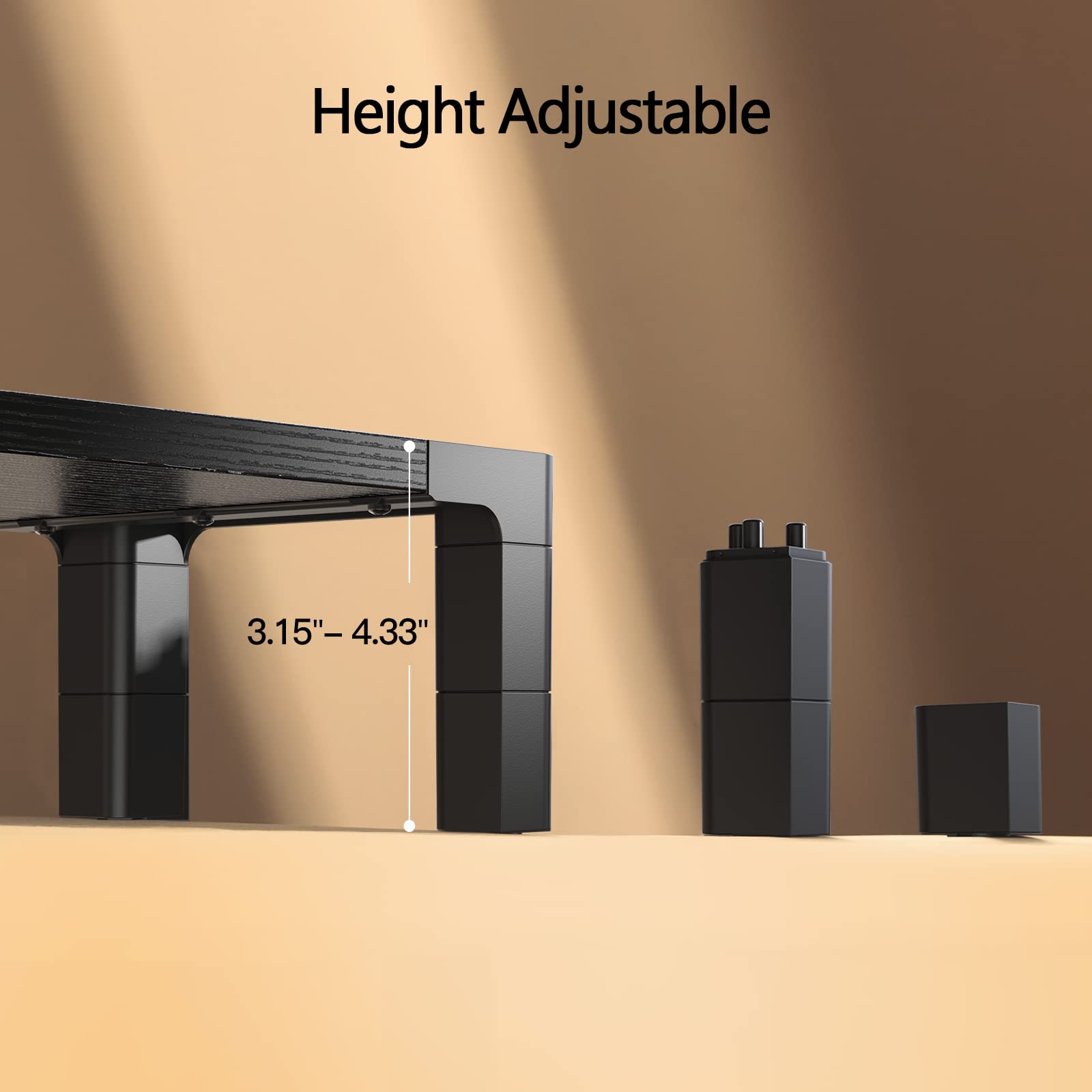 HUANUO Computer Monitor Stand Riser, Adjustable Laptop Stand Riser, Monitor Stand for Desk, Height Adjustable Desk Organizer for Laptops, Computers, Printers, PC, Desktop