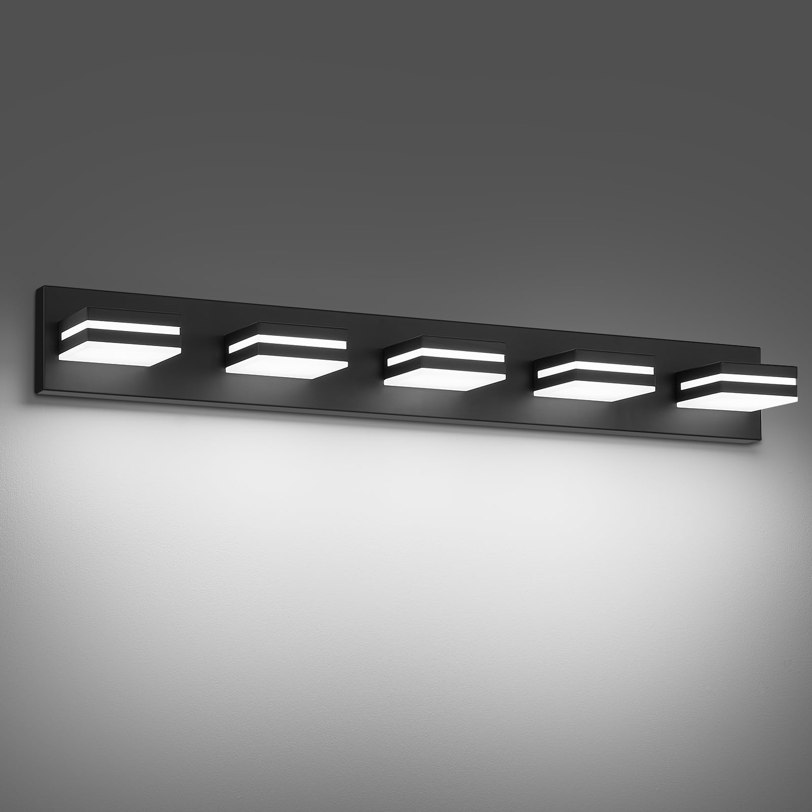 Photo 1 of ***FINAL SALE/NO RETURN, VIEW NOTES*** JZEKVN Modern LED Bathroom Lights Fixtures(5-Light),Metal Black Acrylic Wall Lighting,Vanity Lights for Bathroom Over Mirror(6000k 34in)