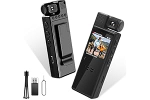 YYCAMUS Video Camera Camcorder, HD 1080P Body Camera with Audio and Video Recording, 1.3" LCD Screen Recorder Night Vision Camera, 180° Rotating Lens Wearable Clip Body Cam for Work, Outdoor
