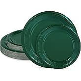 LIKAJON 50 Pcs Dark Green Paper Plates, 25 Pcs 9 Inch and 25 Pcs 7 Inch Disposable Christmas Dessert Plates for Valentines,Tea Party, Baby Shower, Birthday, Wedding, Graduation, Picnic, BBQ, Party