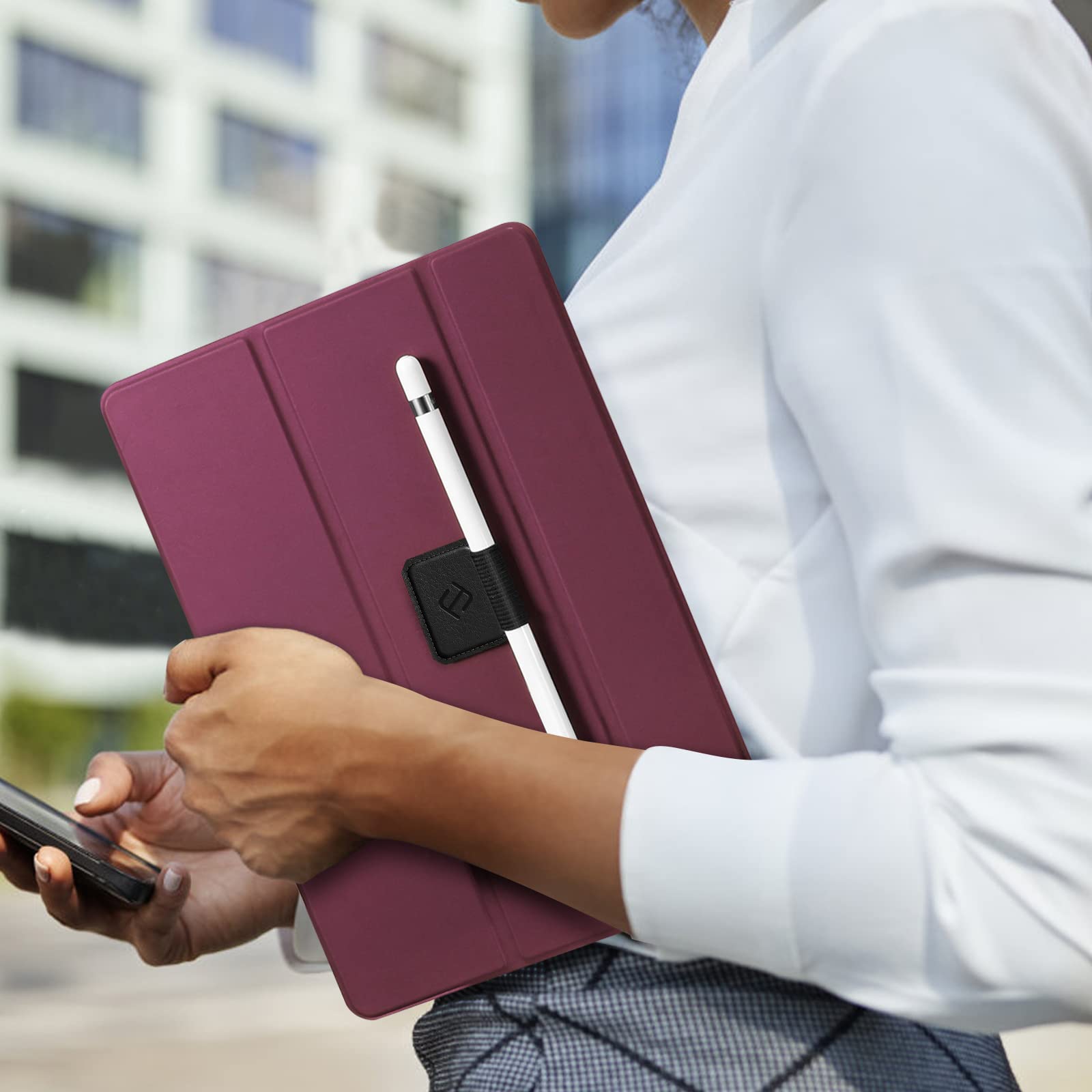 Fintie 4 Pack Pen Loop Holder for Apple Pencil Pro, Apple Pencil (USB-C / 1st / 2nd Generation) and Stylus Pens, Elastic Adhesive Leather Sleeve Attached to Cases, Black