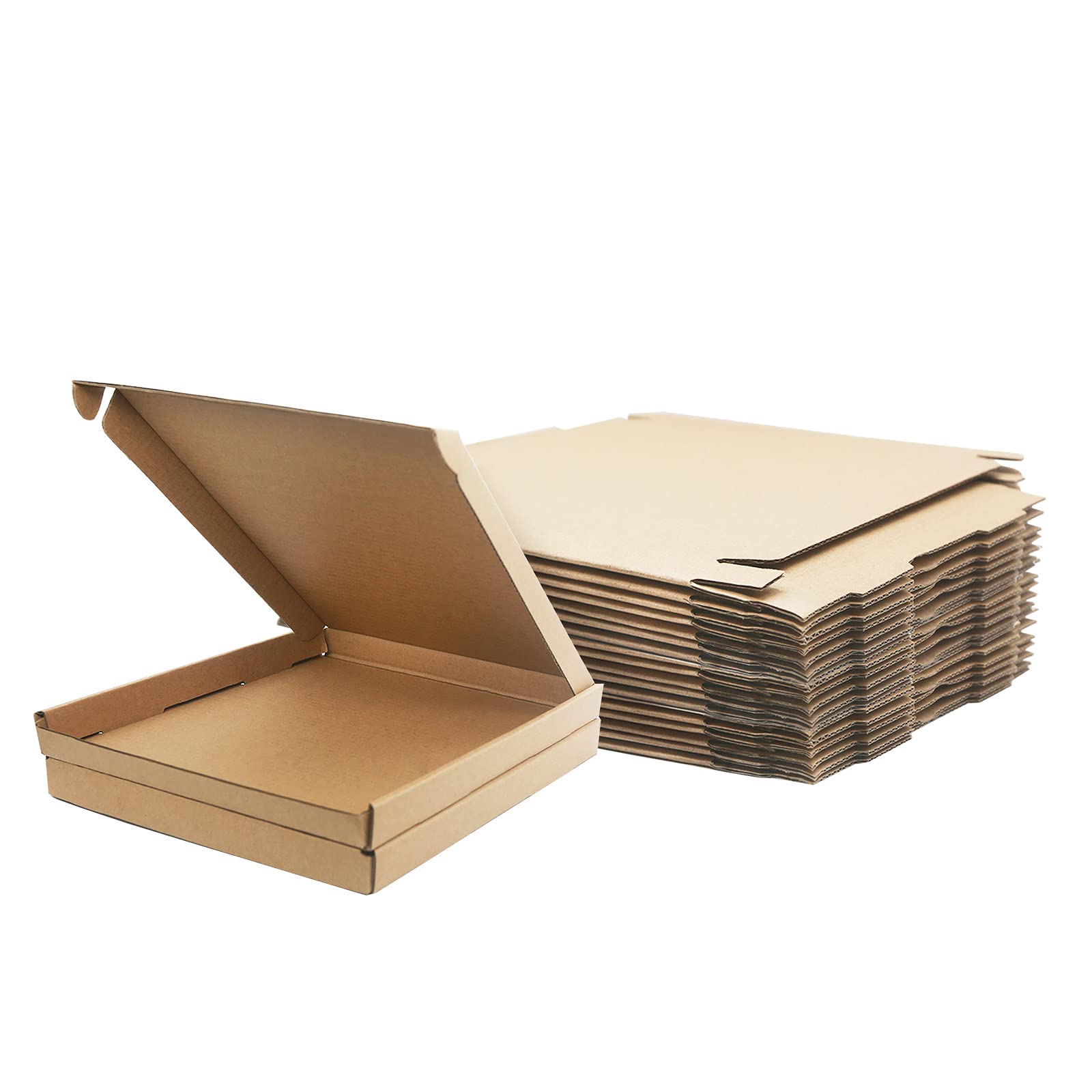 Corrugated Cardboard Shipping Boxes, 20x20x2cm Royal Mail Large Letter PiP Postal Boxes for Posting, Brown Mailing Boxes for Business, Storing, Wreath or Gift (25 Pieces)