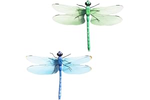 2 Pack Dragonfly Hat Clip for Bugs,5 Colors Dragonflies Hat Clips Deer and Horse Fly Garden Decor (K-Blue+Green)