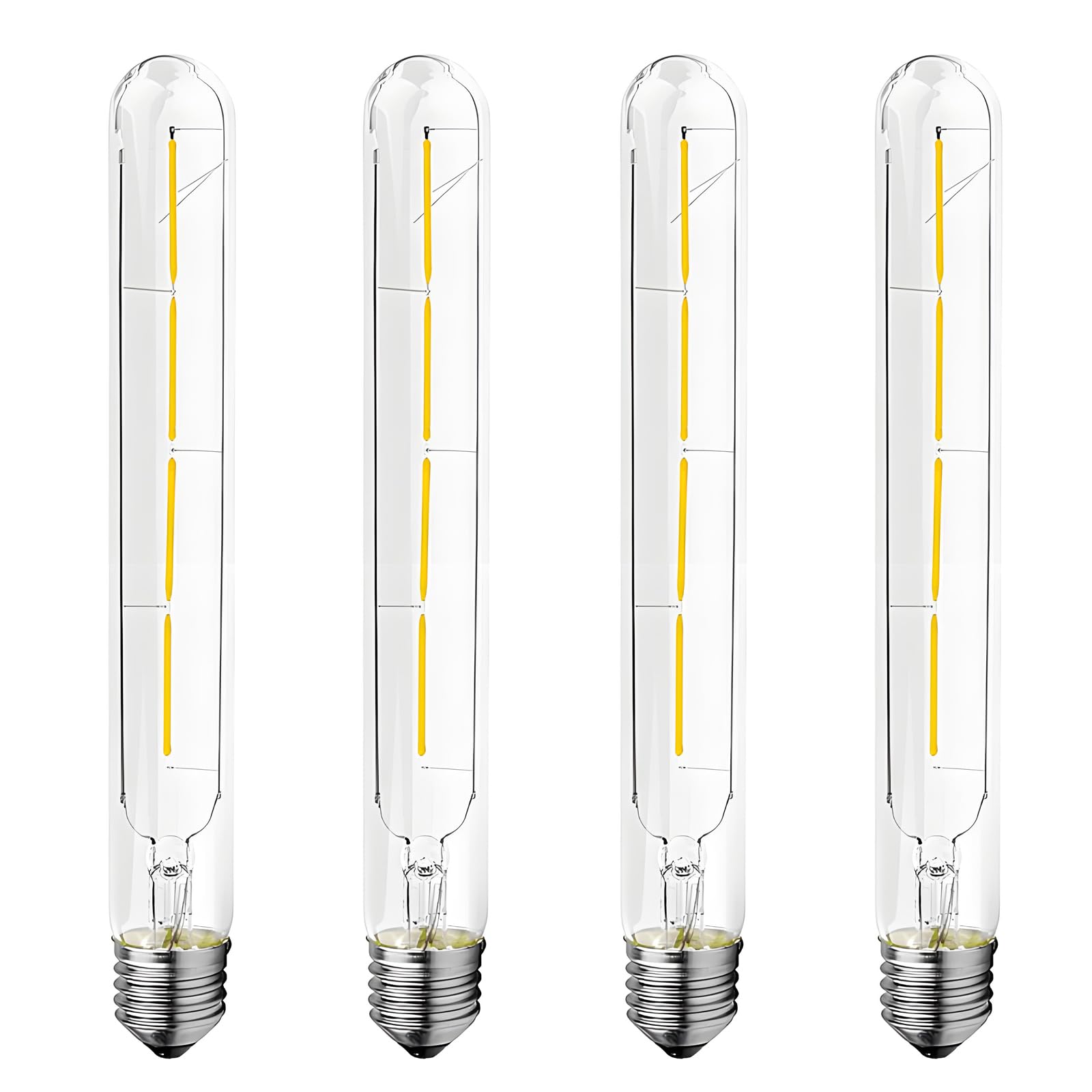HUAMu 4W Tubular Edison Style LED Filament Bulb Non-Dimmable, Model T30 Nostalgic Led Light Bulb, E27 Screw Base, 6500K Cold White, 400LM, Clear Glass Cover, 4 Pack