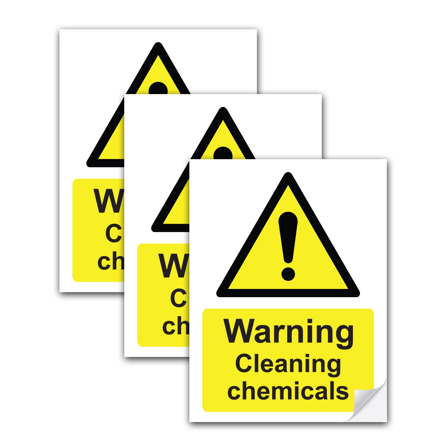 SAFESIGN (3 Pack) Warning Cleaning Chemicals Sign, Vinyl, A5 200 X 150mm - Safety Work Health Storage Water Proof Vinyl Conforms to EN ISO 7010:2012