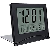 MMOBIEL Digital Clock LCD Travel Alarm Foldable for Desk Top – Day, Date and Temperature Indication – Digital Alarm Clock for