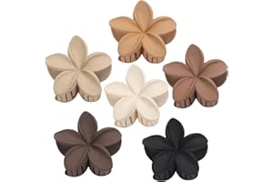Sisiaipu Hawaiian Plumeria Flower Claw Hair Clips - 6 Pcs Large for Thick Hair and Thin for Beach, Hair Accessories for Women and Girls - Khaki