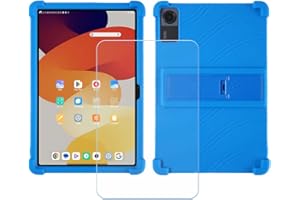 FZZSZS Case for Doogee U12 Tablet + Tempered Glass Screen Protector Protective Film,Soft Gel Blue Shell Silicone Tablet Cover