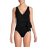 Lands' End Women's Chlorine Resistant Side Tie Wrap High Leg One Piece Swimsuit