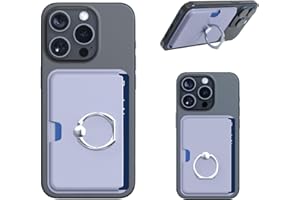 BINOCS Magnetic Phone Wallet with Ring Holder, Sidepush Mag-Safe Card Holder with 360 Degree Adjustable Ring Stand Compatible with iPhone 15/14/13/12 and Pro/ProMax Series Purple