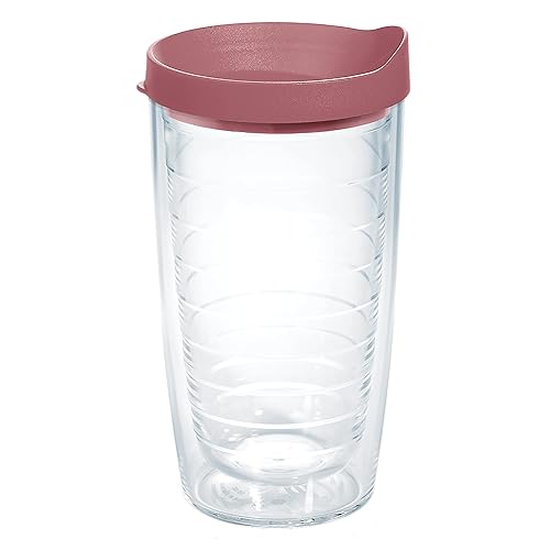 Tervis Clear & Colorful Lidded Made in USA Double Walled Insulated Tumbler Travel Cup Keeps Drinks Cold & Hot, 16oz, Elderberry Wild Lid