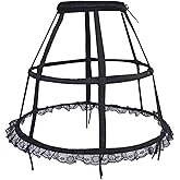 MYAYD Women's Hoop Petticoat 2 Layers Birdcage Fishbone Hollow Adjustable Daily Bell-shaped A-type Skirt Pannier Underskirt