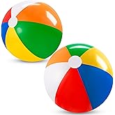 JOYIN 2-Pack 20" Beach Balls - Pool Toys Large Inflatable Beach Ball Swimming Pool Water Games, Classic Rainbow Color Beachba