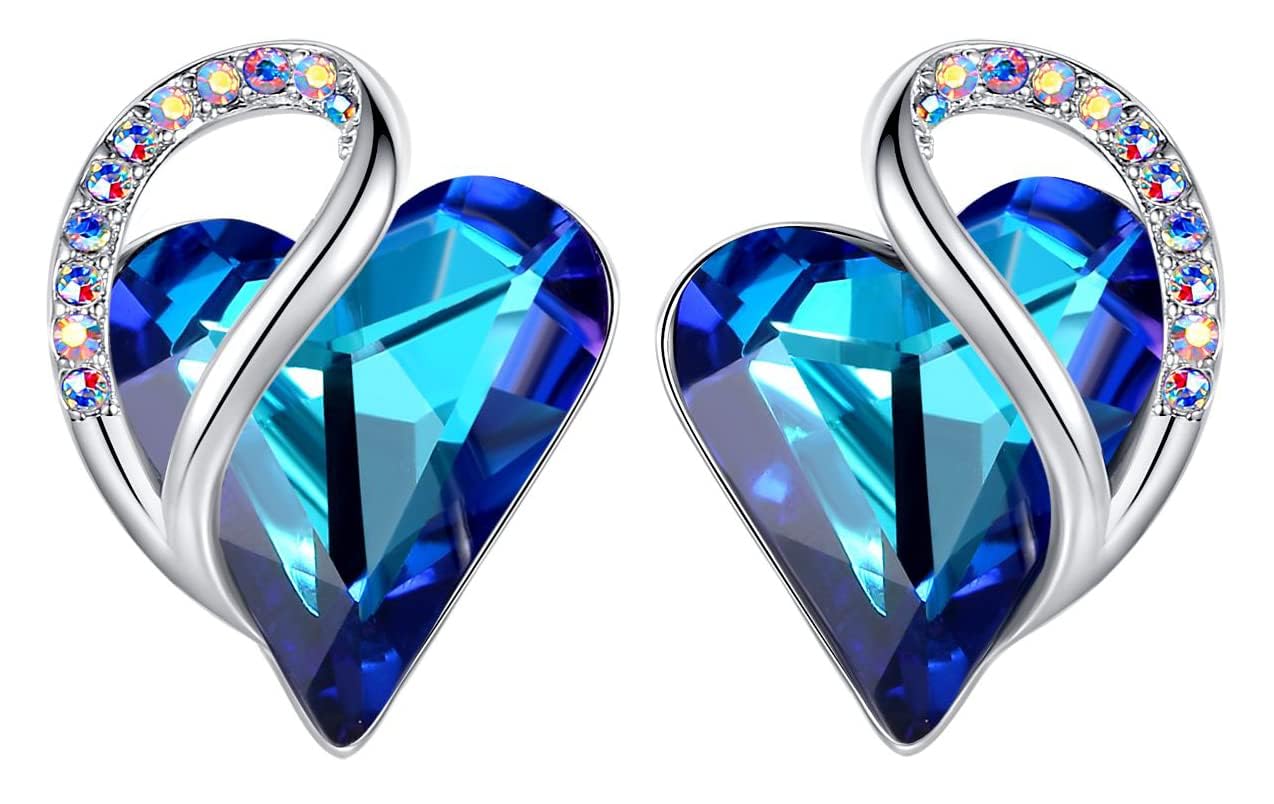 Leafael Mother's Day Earrings for Women, Infinity Love Birthstone Heart Crystal Studs, Allergy-Free Jewelry for Wife Mom Her, Silver-Tone, Gift Box Included — image 1