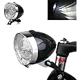 GOODKSSOP Bright with 3leds Classical Cycling Bicycle Headlight Retro Front Headlamp Vintage Bike LED Lamp Riding Safety Fog Night Head Light Accessories with Bracket