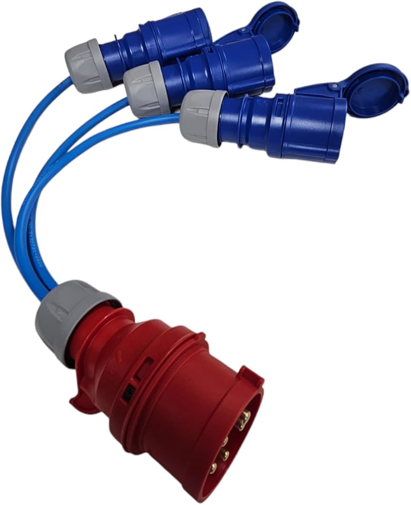 HDIUK UK Made 3 Phase to 230V 16A 5 Pin CEE Breakout Cable 0.3m