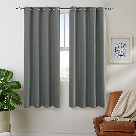 Amazon Com Jinchan Curtains Bedroom Linen Textured Window Curtain Panels Living Room Darkening Drapes Grommet Top One Panel L 54 Dark Grey Home Kitchen