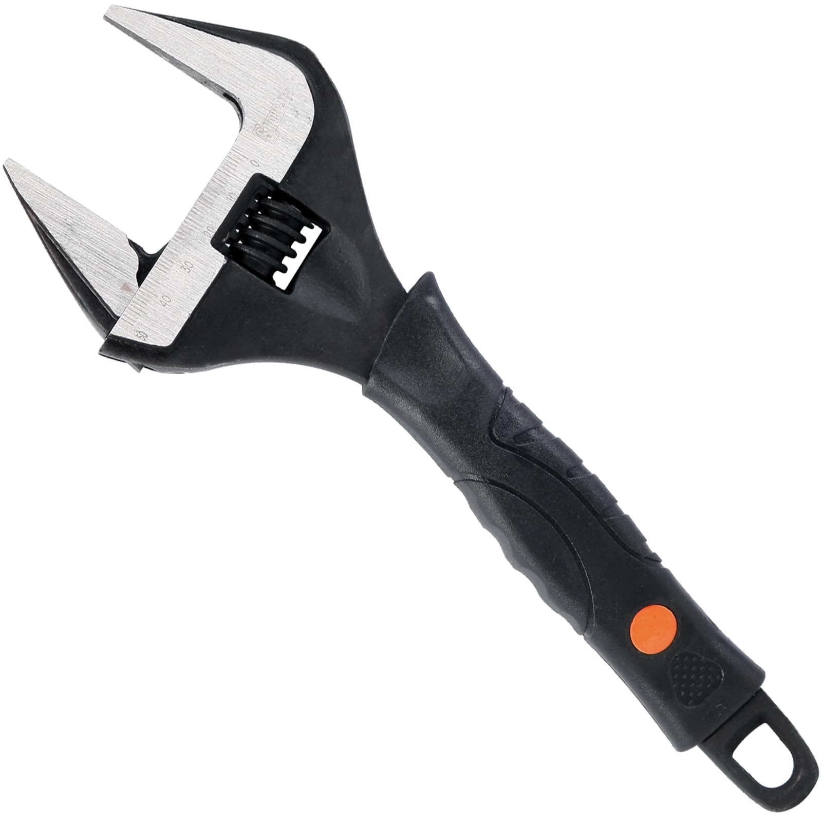 Sharp-tec 10-Inch Adjustable Spanner Wrench (250mm), 50mm Wide Jaw Large Opening, Chrome Vanadium Steel, Black Oxide Finish, Heavy-Duty Plumbing & DIY Tool with Ergonomic Grip
