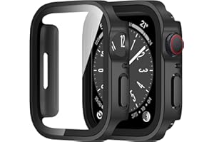 Amizee 2 Pack Compatible with Apple Watch Series 9 8 7 45mm Case with Built-in Screen Protector, Ultra-Thin Hard PC Straight Edge Anti-Scratch Protective Cover for iWatch (Matte Black)