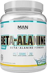 Man Sports Beta-Alanine. Carnosine Supplement to Boost Muscle Strength and Endurance (250 Servings)