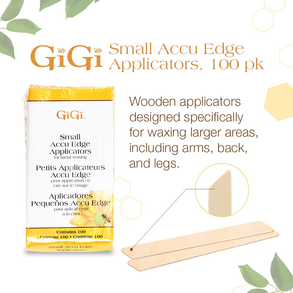 GiGi Accu Edge Wax Sticks for Hair Removal – Small, Wax Applicator Sticks, Wooden Waxing Stick for Upper Lip & Eyebrows, 100 ct