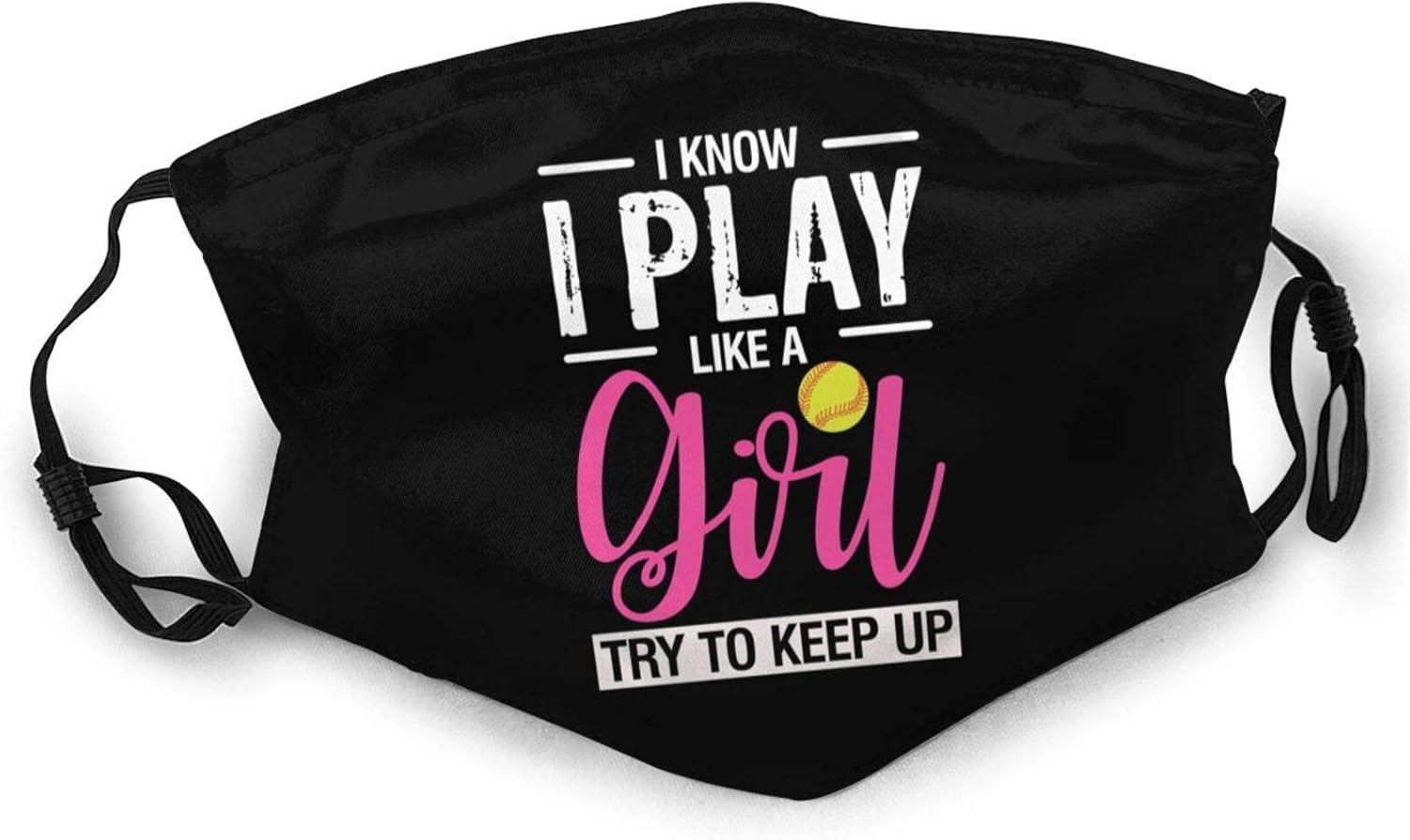 Face Mask Softball Girl Funny Trendy Gift DoubleSided Printed Dust