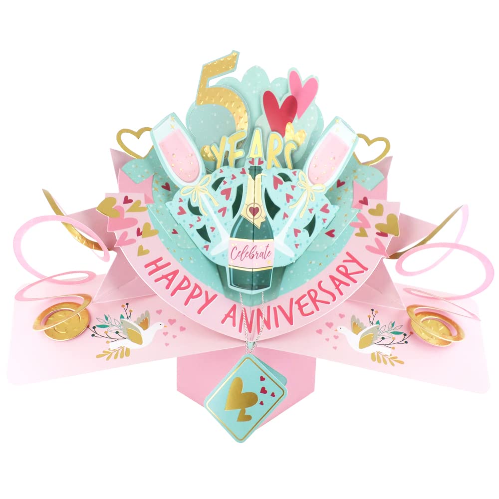 5 Years Happy 5th Anniversary Pop-Up Greeting Card Love Kate's 3D Pop Up Cards POP216MC5