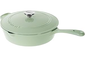 Cuisinart 12-Inch Cast Iron Chicken Fryer with Lid, 4.5 Quart Capacity, Porcelain Enameled Interior, Oven Safe, Induction Com